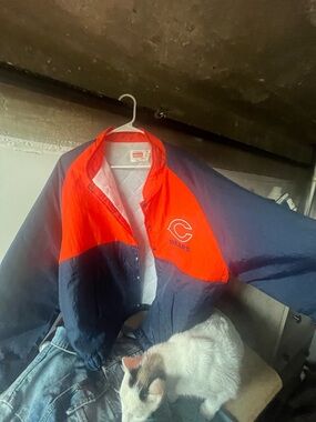 Vintage Chicago Bears Men's Orange & Navy Windbreaker Jacket